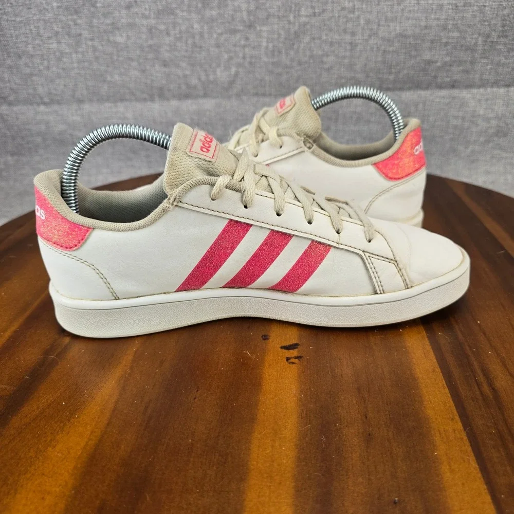 Adidas Grand Court White Pink Glitter Sneakers‎ EG5136 Womens 5.5 Low Top Shoes